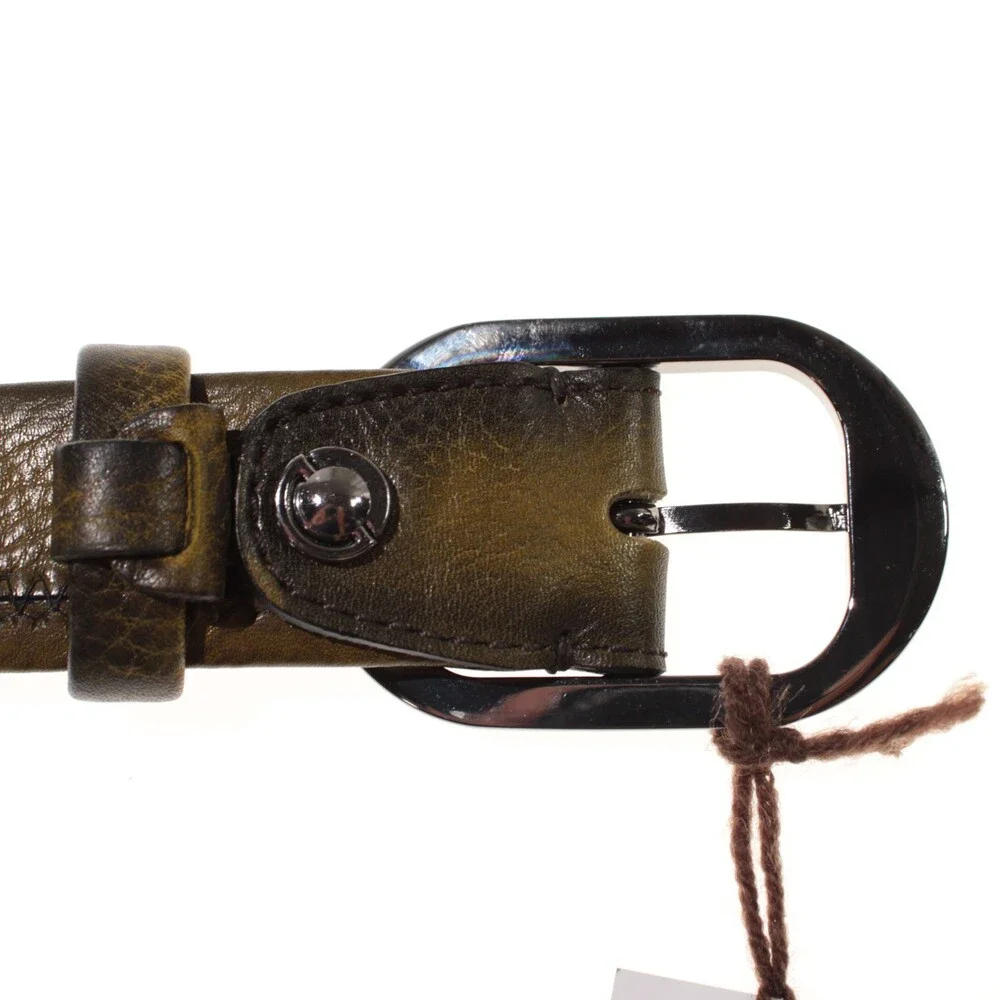 Di Bianco NWT Cut to Size Dress Belt In Green Pebbled Leather One Size